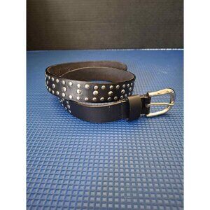 Vintage Style Black Leather Studded Belt